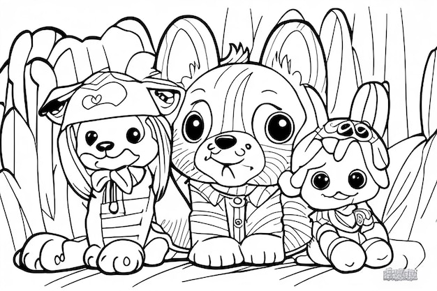 Photo free cute dog for coloring page for kids