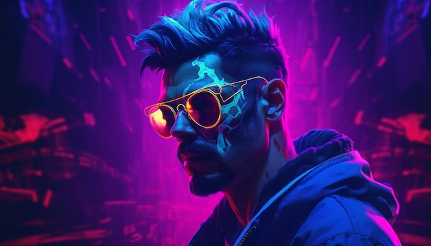 free cyberpunk neon men background