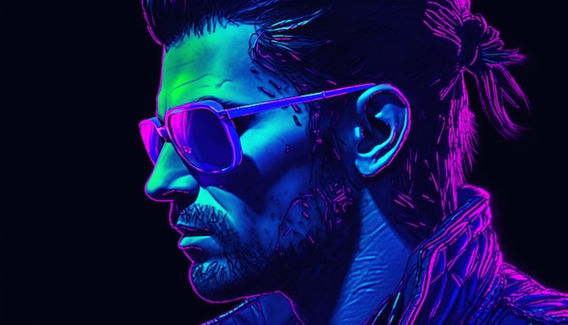 free cyberpunk neon men background