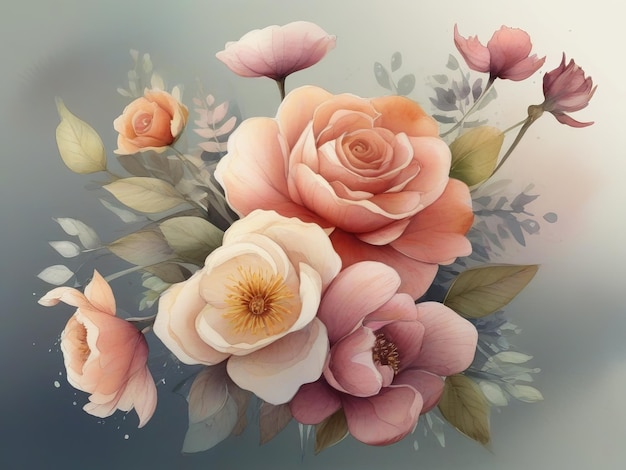Free Elegant Flower Bouquet Watercolor Clipart Designs Generative Ai