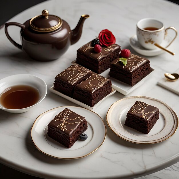 Free front view of delicious cake with copy space Piece of chocolate cake decorated with strawberrie