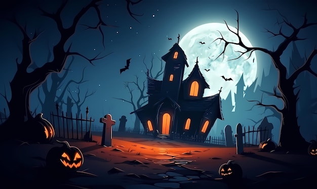 Free Hallowen background ilustration for poster banner Generated ai