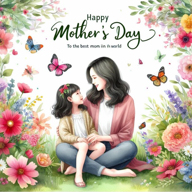 Free Happy Mother Day Photo Within Flower Background