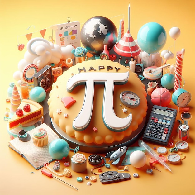 Free happy pi day with pi symbol 3d render illustration