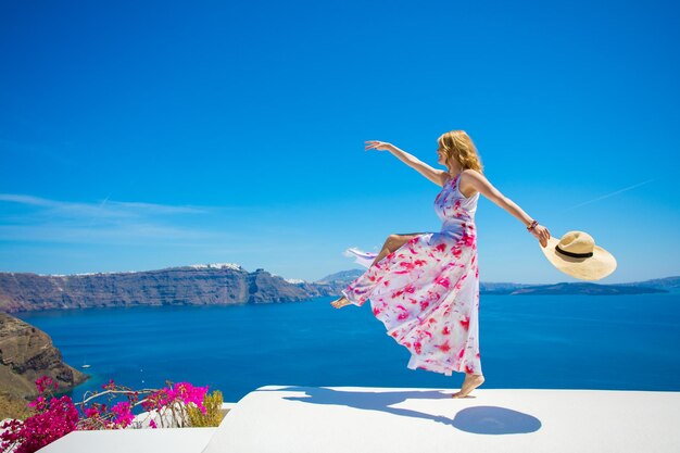 Free happy woman enjoying life in summer