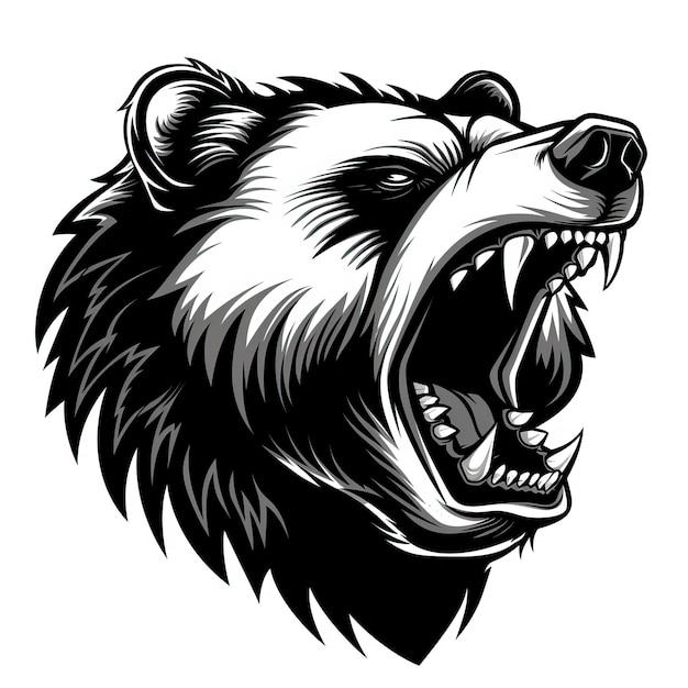 白いマスコットベクトルに隔離された鳴き叫ぶクマの頭の自由イラスト クマの絵