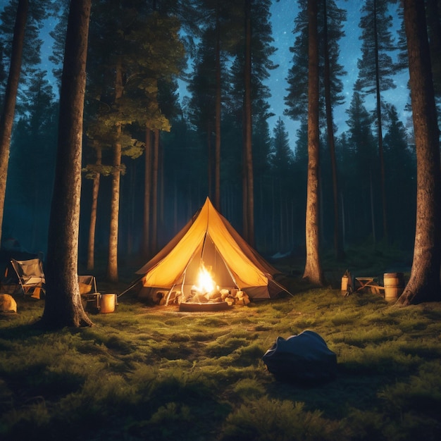 Free image camping tent in very beautiful nature night sky background 3