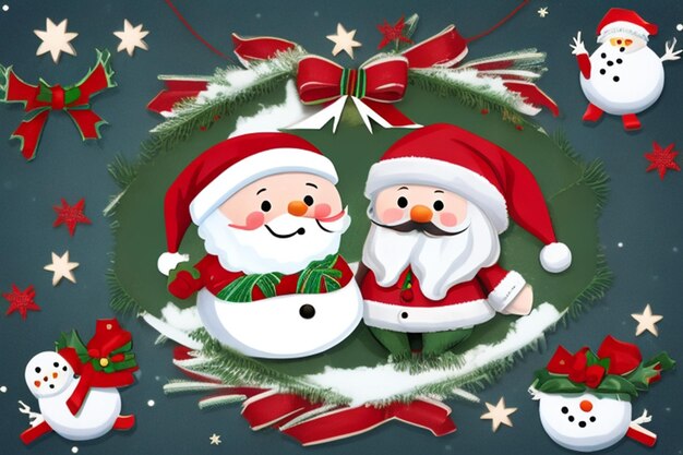 Free Image christmas banner template with santa claus and snowman