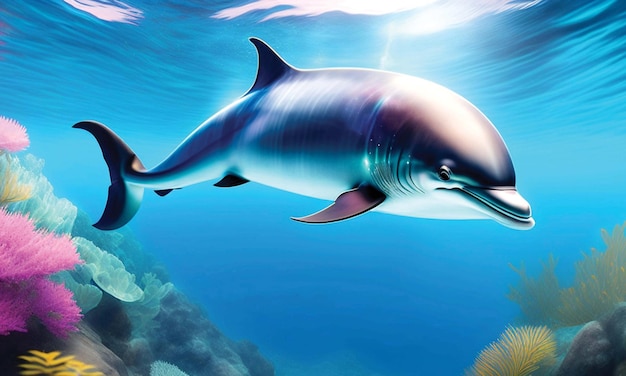 Free Image of Dolphin Swimming in Sea