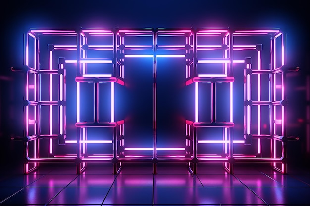Free image Futuristic Neon Grids 3D LED Panel Elements for Dynamic Compositions