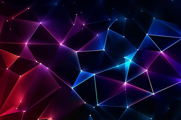 Free image Neon Glow Polygon Texture Vibrant 3D Lines with Glitter for Futuristic Designs