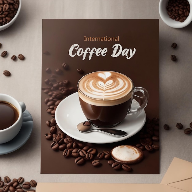 Free JPEG international coffee day concept poster template