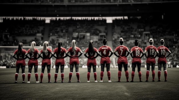 Free Kick Formation Women soccer players wall formation against a freekick focus and anticipatio