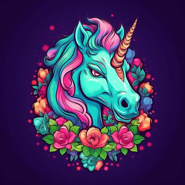 Free magical unicorn vibrant cute full body baby unicorn Generative AI