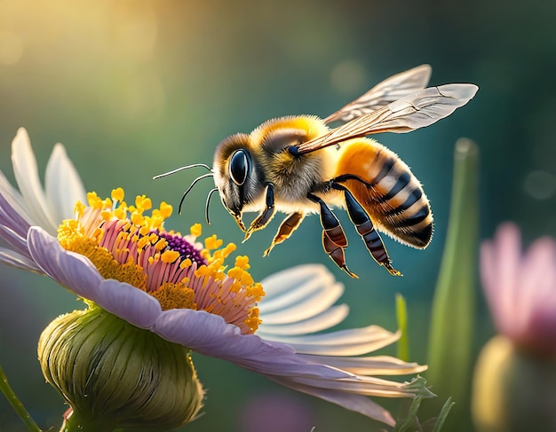 Photo free natural bee on flower
