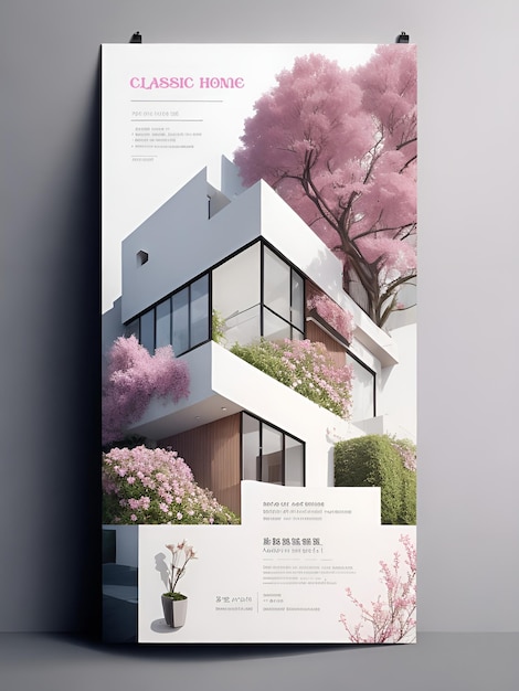 Photo free new flower house flyer design generative ai