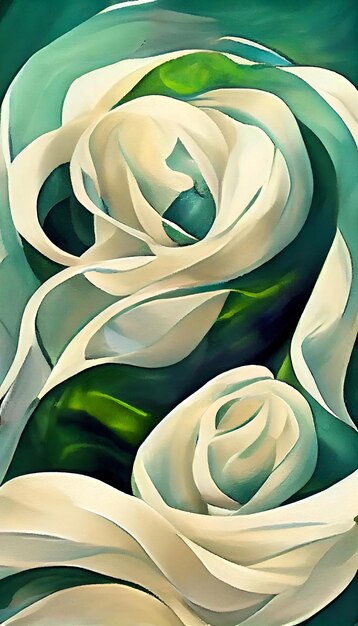 Free painted abstract banner background with white roses wallapaper