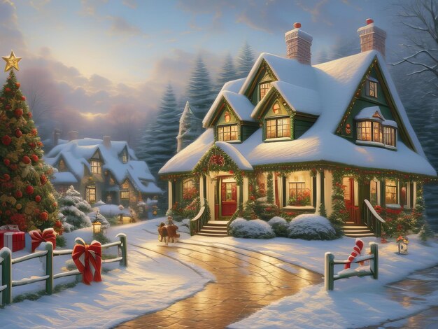 Free painting Christmas Theme Painting Pastoral