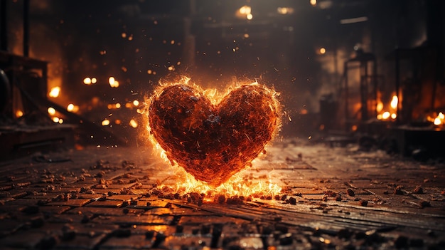 a free photo of 3d heart with fire design