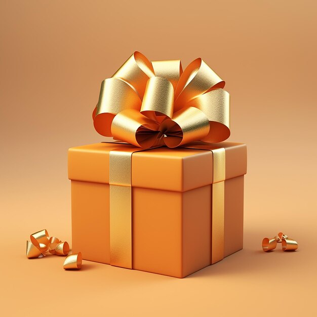 Free photo 3d render gift box with ribbon present packa