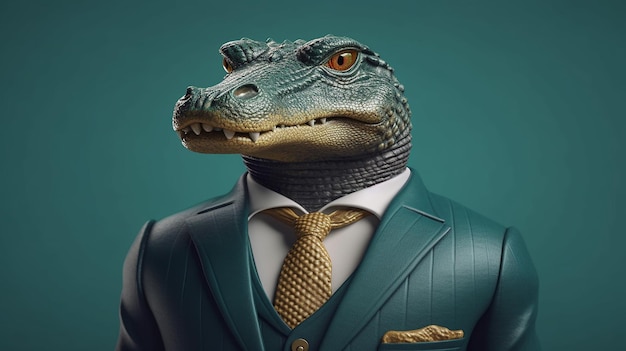 a free photo of 3d rendered alligator man