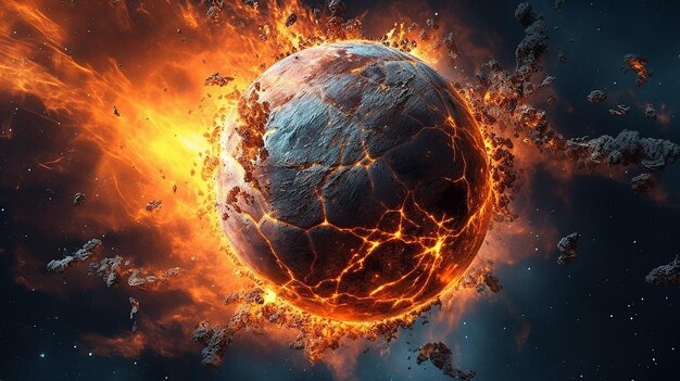 a free photo of 3d rendered burning sun in the space