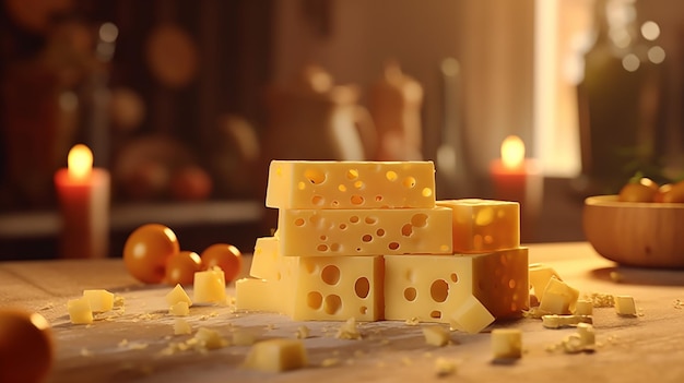 a free photo of 3d rendered cheese pieces