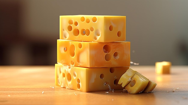 a free photo of 3d rendered cheese pieces