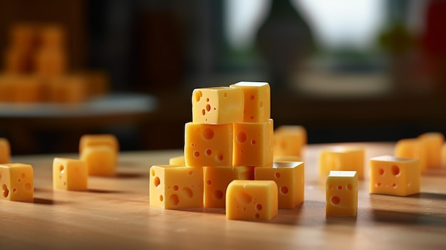 A free photo of 3d rendered cheese pieces