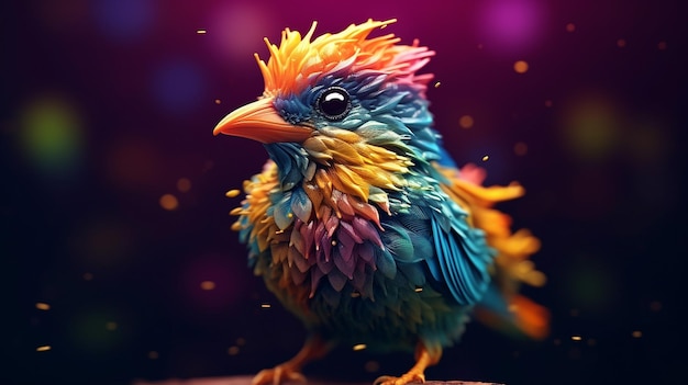 a free photo of 3d rendered colorful bird