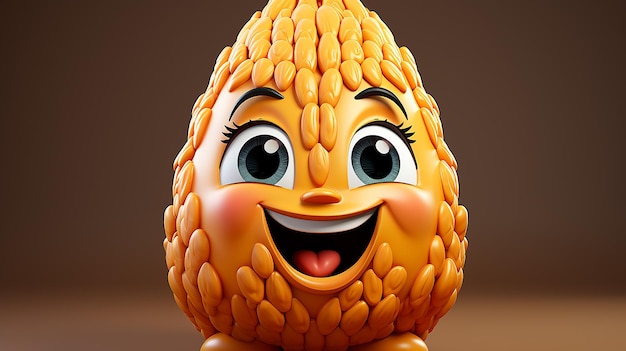 a free photo of 3d rendered cute cartoon corn design