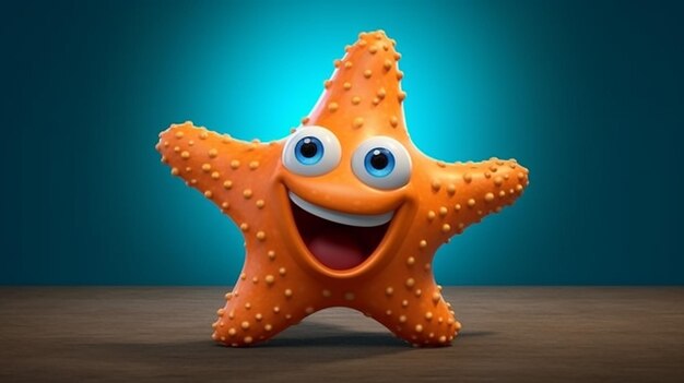 a free photo of 3d rendered star fish cartoon design