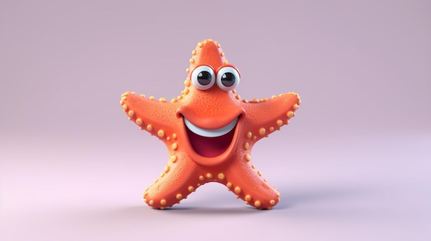 бесплатное фото 3D-рендеринга мультяшного дизайна морской звезды