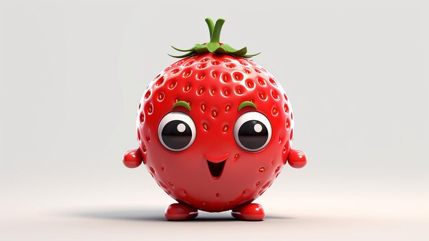 a free photo of 3d rendered strawberry character