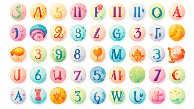 Photo free photo abc and number set vector illustration