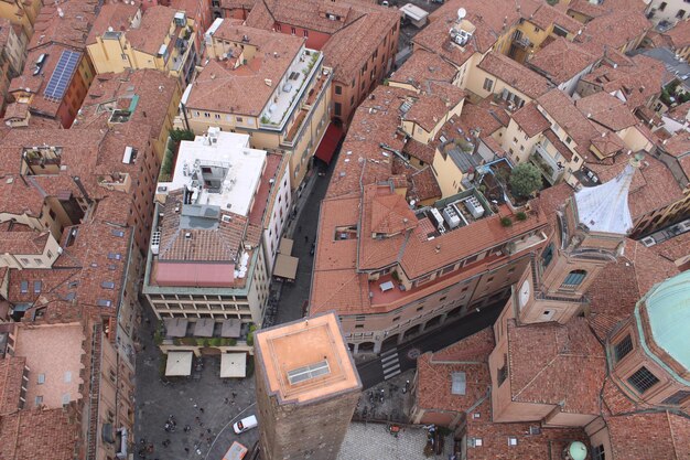 Free photo aerial shot of beautiful streets and buildings of an old town bologna