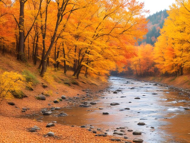 Бесплатное фото осенний лес с рекой