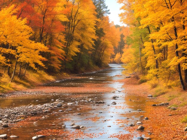Бесплатное фото осенний лес с рекой