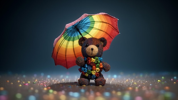 a free photo of bear holding umbrella