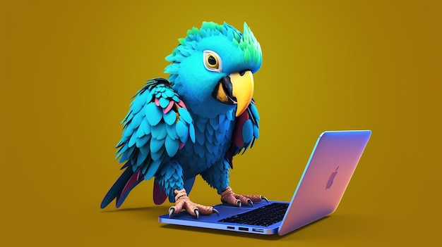 бесплатное фото красивых 3D мультяшных птиц и животных с помощью ноутбука