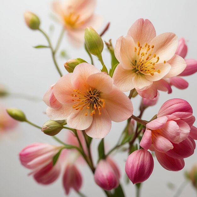 写真 写真素材 春の花が白い背景に麗に輝く 自然の背景