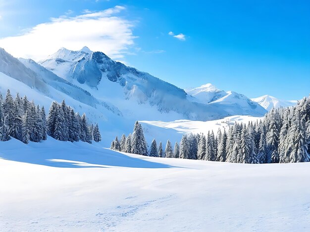 Free photo beautiful snowy landscape with the mountains