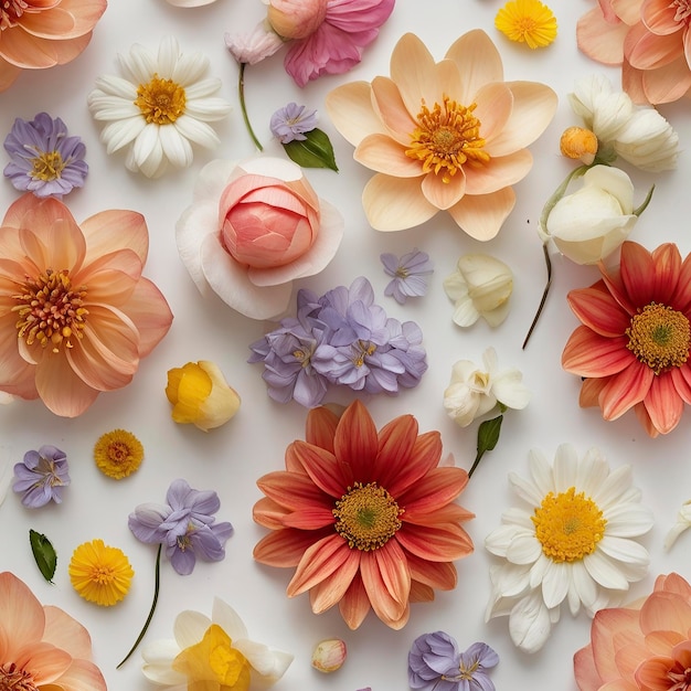白い背景の上に麗な春の花花のパターン