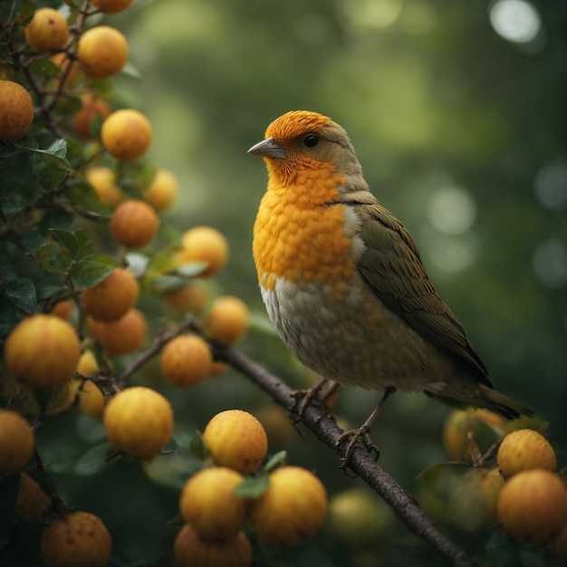 Free photo bird sits on a branch in the forest