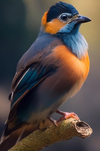 Free photo bird sits on a branch in the forest