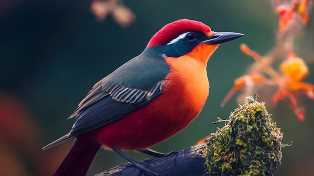 Free photo bird sits on a branch in the forest