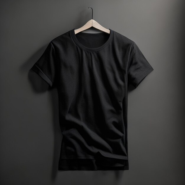 Free photo black tshirts mockup concept with copy space on gray background