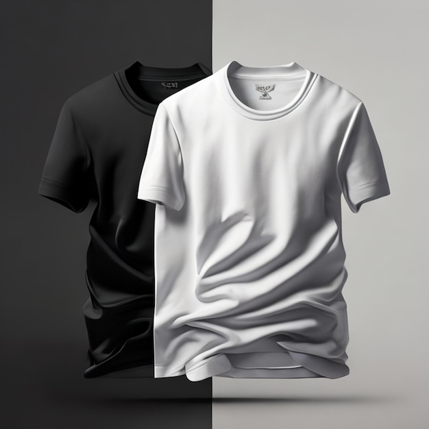 Free photo black and white tshirts mockup concept with copy space on gray background