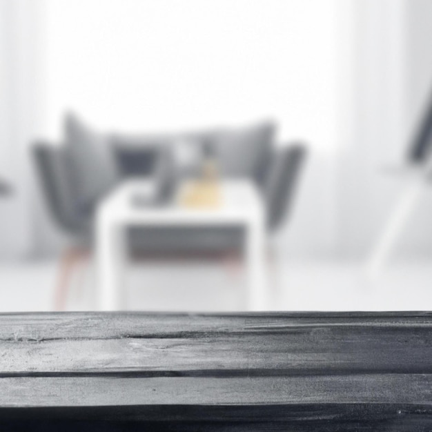 Free photo black wooden table with blur background