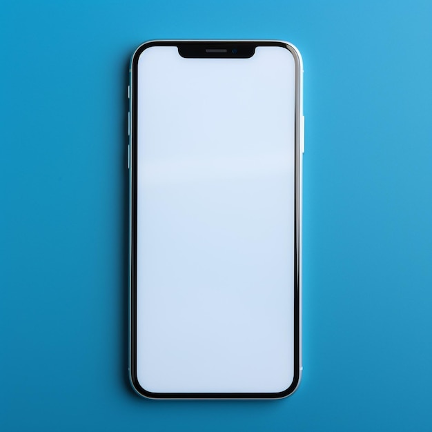 Free photo blank phone screen on blue background